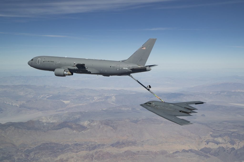 KC-46A refuels B-2 Spirit