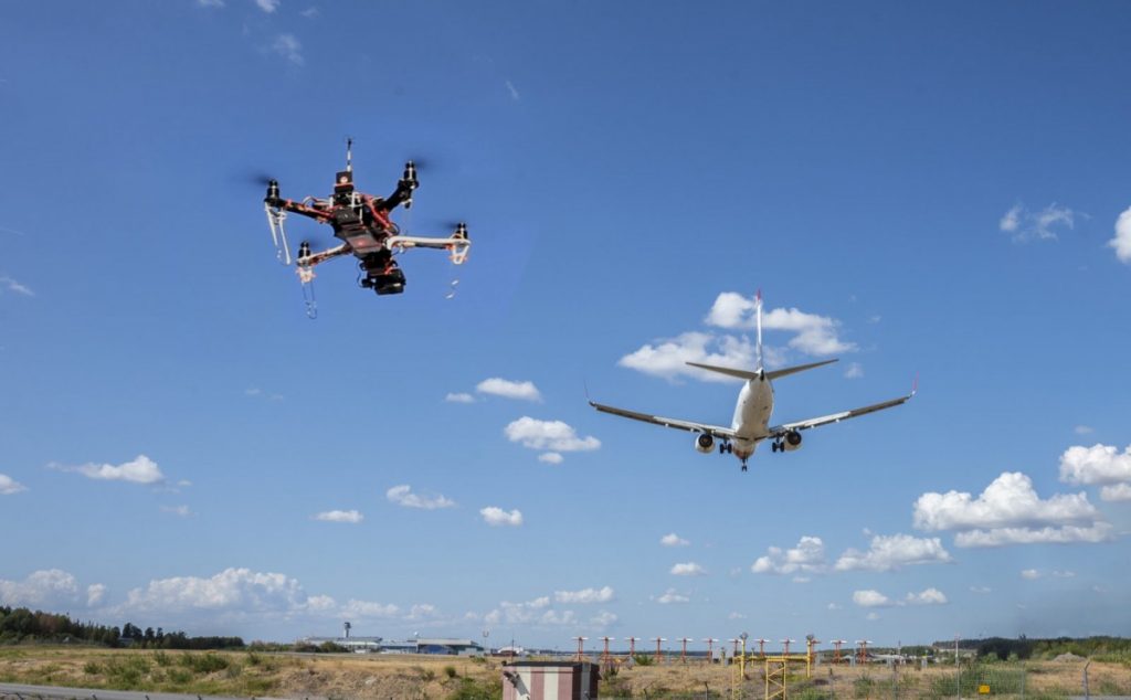 drone and manned aircraft