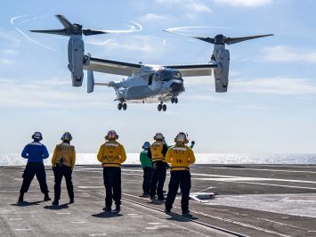 CMV-22B Osprey first landing on aircraft carrier