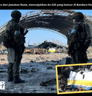 Foto-foto terbaru dari pasukan Rusia, menunjukkan An-225 yang hancur di Bandara Hostomel, Ukraina