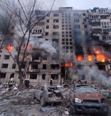 Kerusakan akibat serangan Rusia terhadap Kyiv