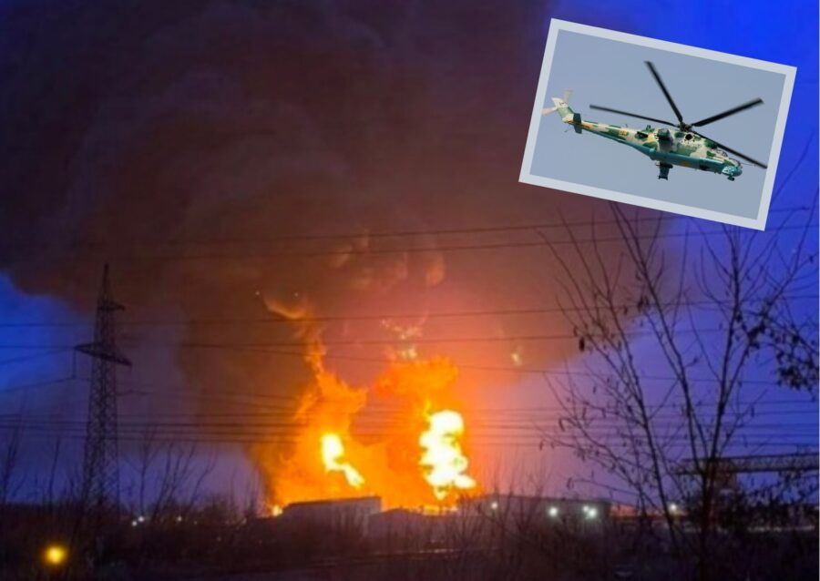 Mi-24 Ukraina serang depot minyak Rusia
