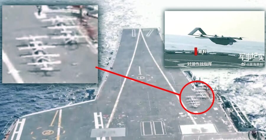 Drone di kapal induk Shandong milik China