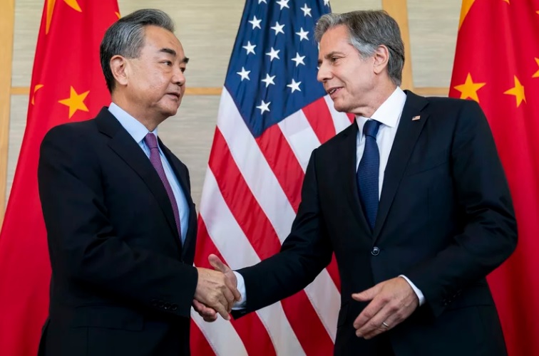 Menlu China Wang Yi dan Menlu AS Antony Blinken_