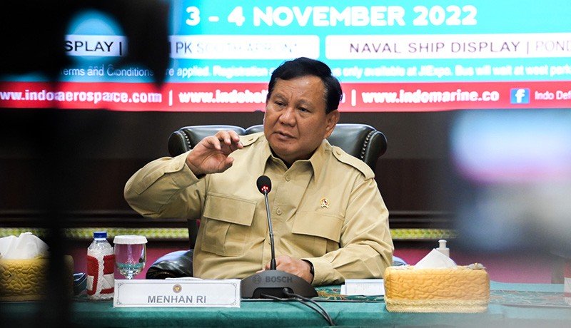 Prabowo jumpa pers Indo Defence 2022 di Jakarta