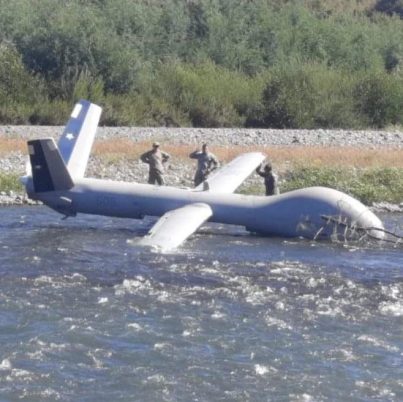 Drone Hermes 900 Angkatan Udara Chili jatuh ke sungai