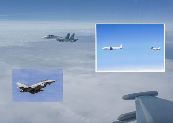 Topan Inggris dan Jerman mencegat Il-20 dengan dua Su-27 melindunginya.