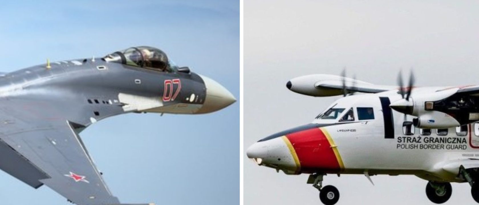 Russian Su-35 and Polish L-410 Turbolet