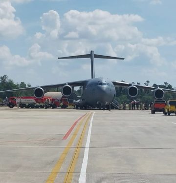C-17 Globemaster III mendarat di Lanud Roesmin Nurjadin dalam rangka Cope West 2023