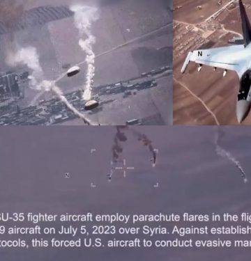 Su-35S lepaskan suar parasut di depan jalur penerbangan MQ-9 Reaper USAF di atas Suriah_ airspace review