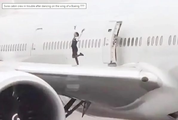 Pramugari Swiss Air mendapat masalah dengan perusahaan setelah menari-nari di atas sayap Boeing 777_ airspace review