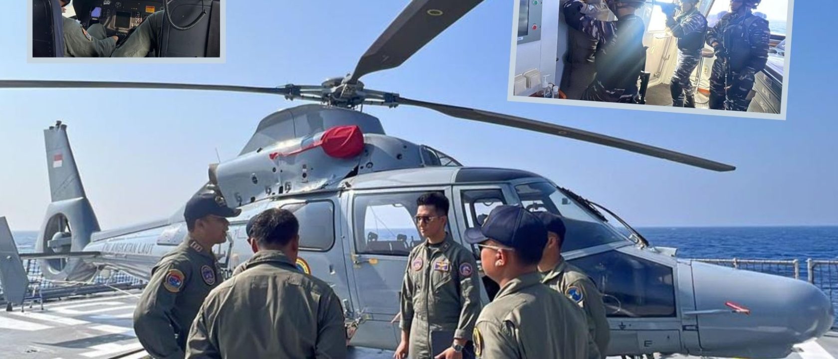 Heli AS565 MBe Panther TNI AL dan KRI Sultan Iskandar Muda melaksanakan latihan bersama_ Airspace Review