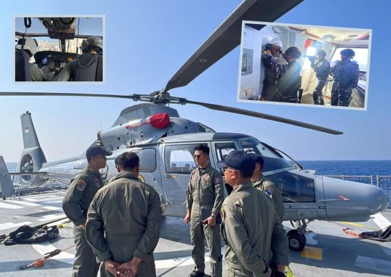 Heli AS565 MBe Panther TNI AL dan KRI Sultan Iskandar Muda melaksanakan latihan bersama_ Airspace Review