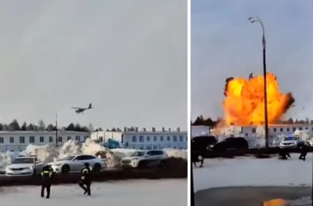 Pesawat ringan yang diubah menjadi drone bunuh diri digunakan Ukraina untuk menyerang pabrik drone Rusia