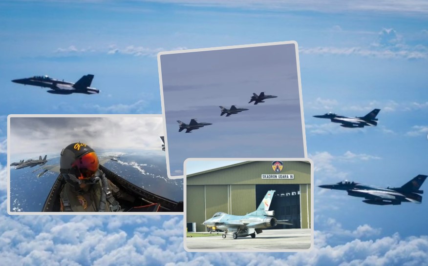 F-16 TNI AU dan FA-18 TUDM melakukan patroli udara bersama di Selat Malaka_ Airspace Review