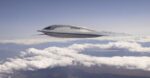 Pembom B-21 dalam penerbangannya_ foto resmi USAF
