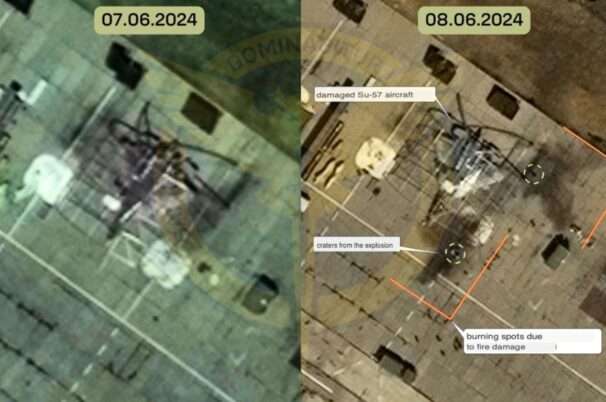 Aduh Su-57 Rusia diserang drone Ukraina