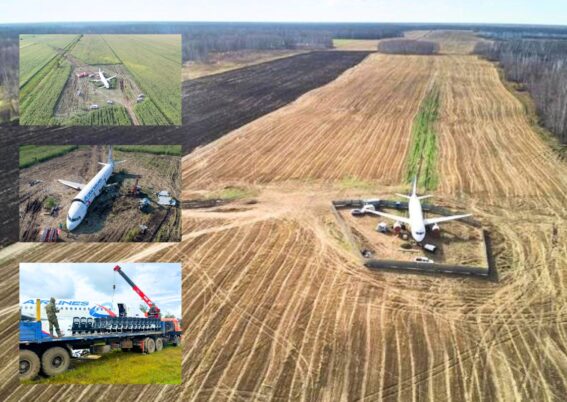 Ural Airlines bongkar pesawat A320 yang mendarat di ladang gandum (1)