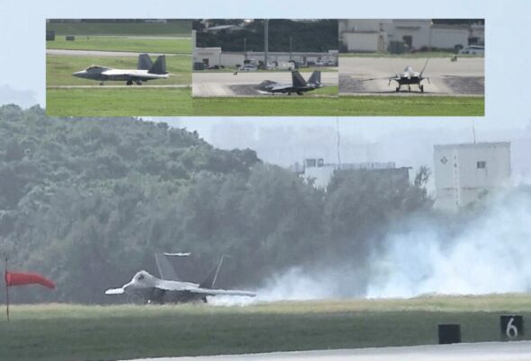 F-22 Raptor pecah ban saat take off_ pilot selamat