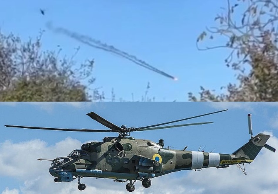 Helikopter Mi-24 Ukraina menembak jatuh drone Shahed-136 Rusia