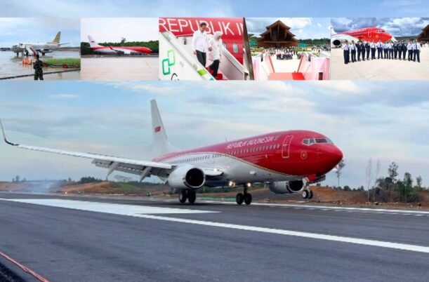 Pendaratan pertama BBJ2 di Bandara IKN membawa Presiden Jokowi