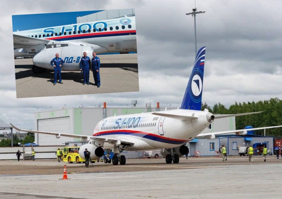Pesawat SJ-100 Ketiga menggunakan mesin PD-8 buatan Rusia
