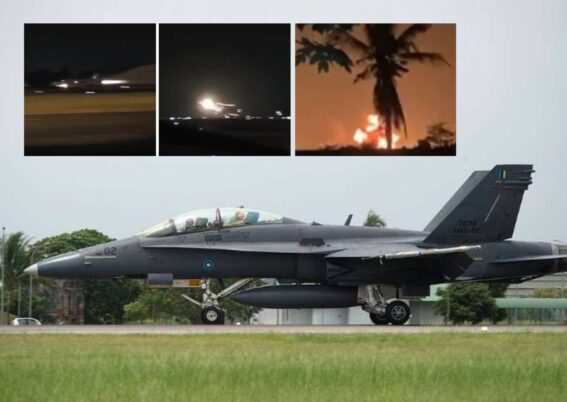 FA-18D Malaysia terbakar saat lepas landas
