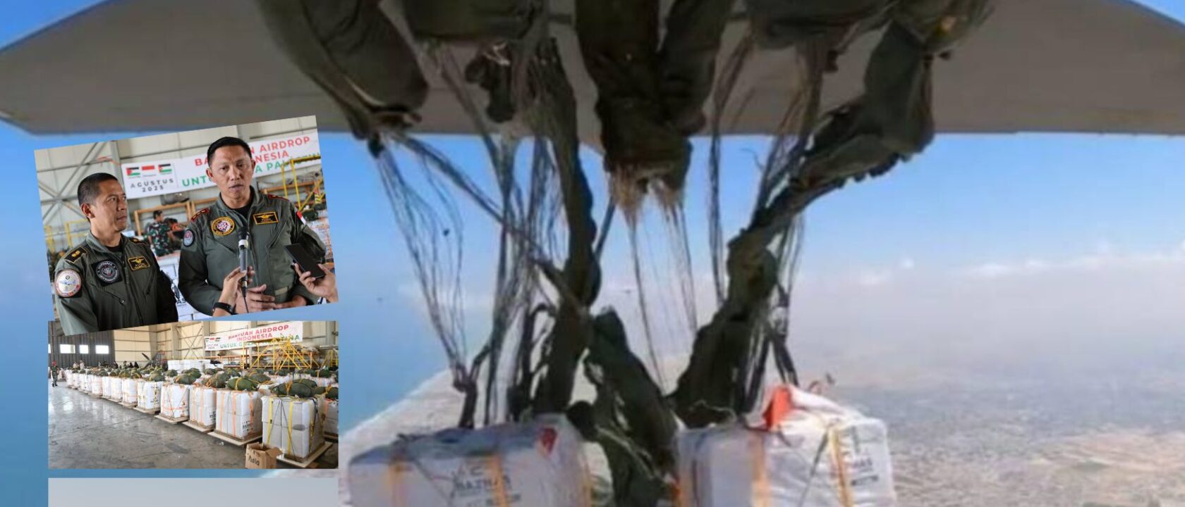 Satgas Garuda Merah Putih II terjunkan logistik di Gaza