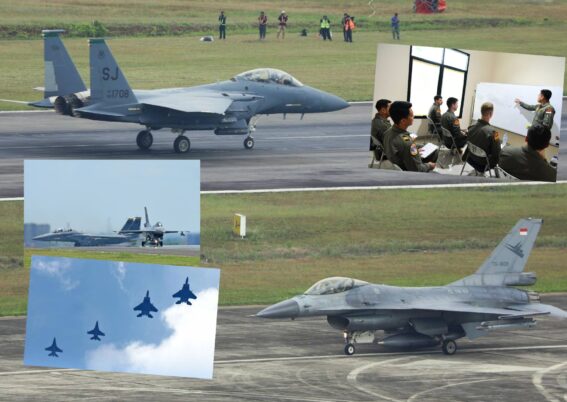 F-16 TNI AU melaksanakan dogfight dengan F-15E USAF di Pekanbaru_ Cope West 2025
