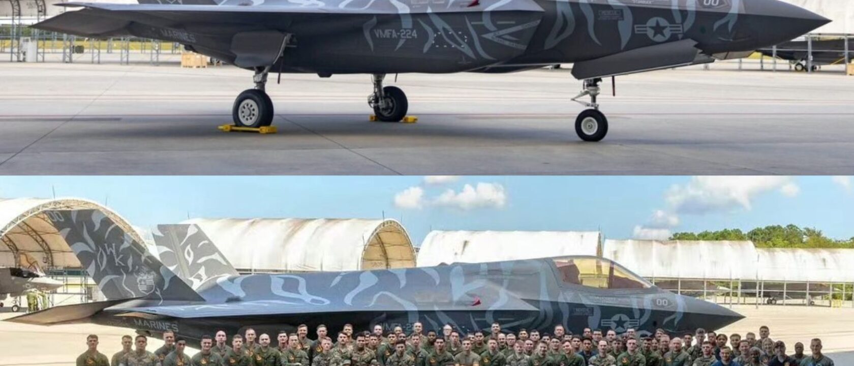 F-35B VMFA-224 USMC dengan corak Harimau Benggala