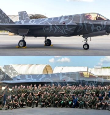 F-35B VMFA-224 USMC dengan corak Harimau Benggala