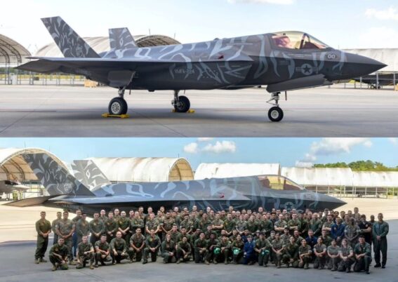 F-35B VMFA-224 USMC dengan corak Harimau Benggala