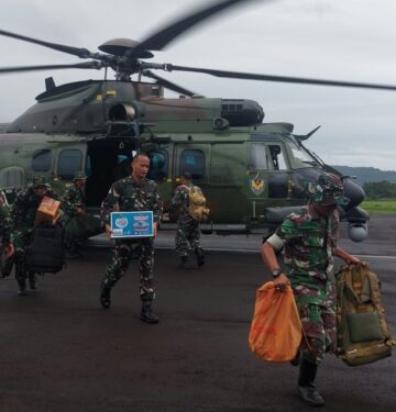 Helikopter H225M Caracal TNI AU kirim bantuan bencana ke Sibolga_