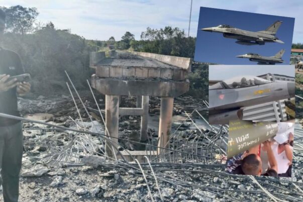 F-16 Thailand mengebom jembatan dan jalan di Kamboja