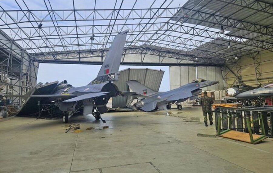F-16AM-BM Portugal rusak akibat terkena badai Kristin