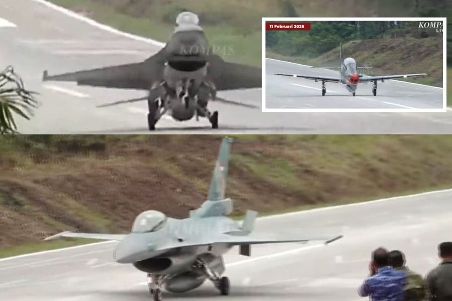 F-16 dan Super Tucano TNI AU mendarat di jalan tol (1)