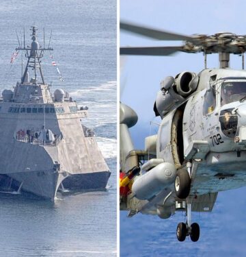 USS Canberra LCS and MH-60 Seahawk