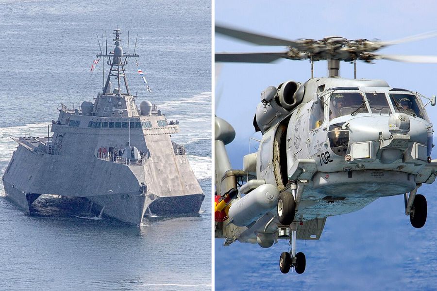 USS Canberra LCS and MH-60 Seahawk