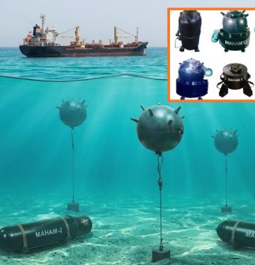 Ilustrasi ranjau-ranjau laut Iran di Selat Hormuz