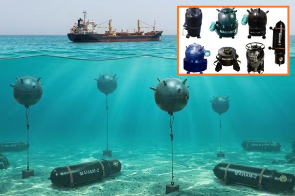 Ilustrasi ranjau-ranjau laut Iran di Selat Hormuz