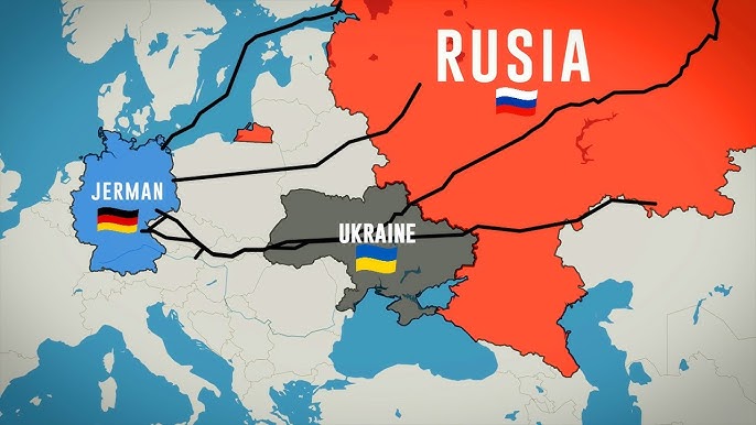 Peta pipa gas dari Rusia ke Ukraina dan Jerman