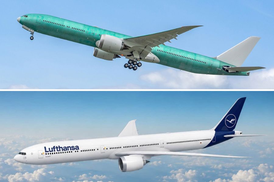 Boeing 777X Lufthansa terbang perdana