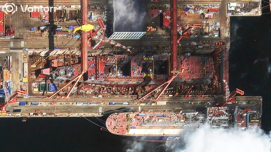 Kapal induk China Type 004 dari pantauan satelit Vantor