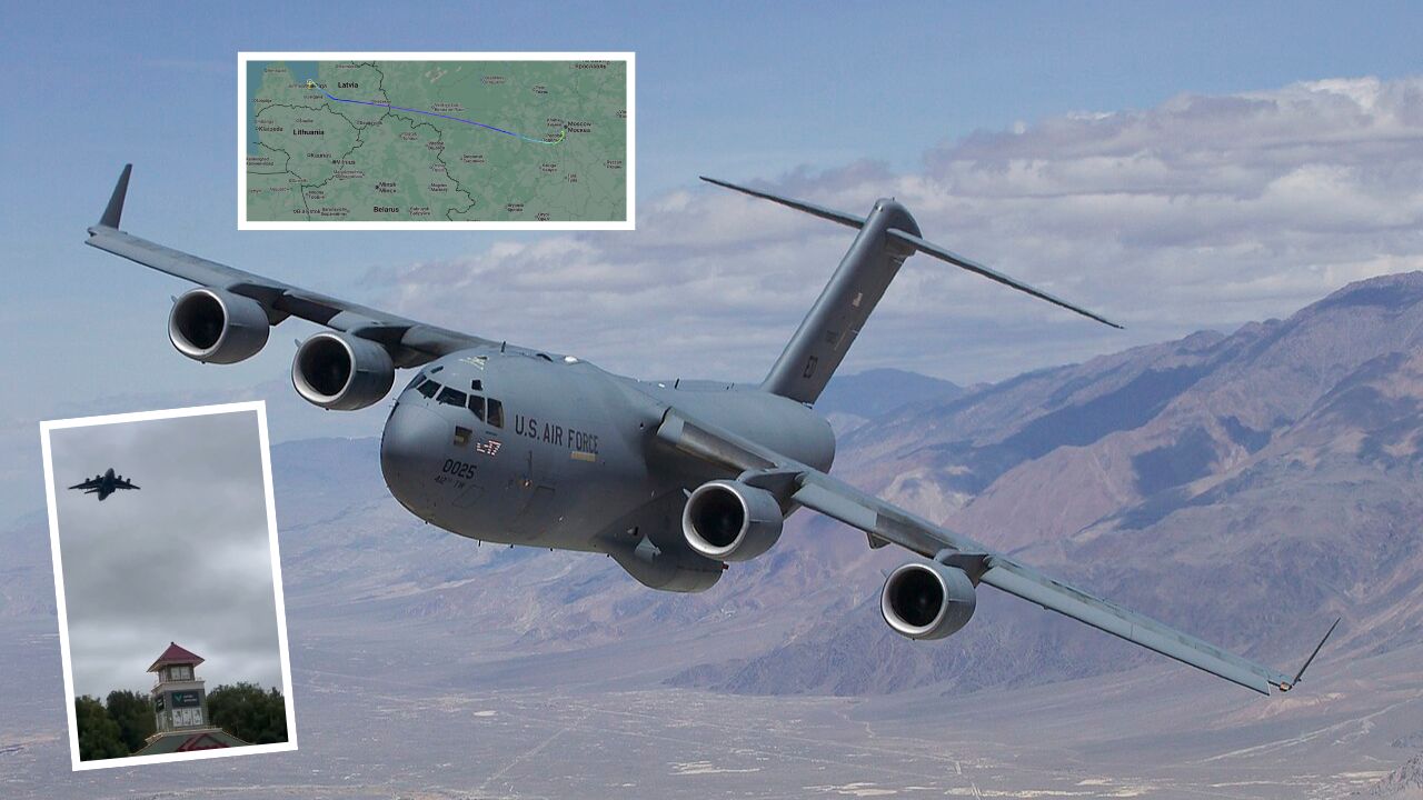 Pesawat C-17 Globemaster III USAF mendarat di Moskow