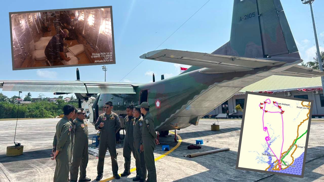 Pesawat NC212 Skadron Udara 4 melaksanakan OMC di Kalimantan
